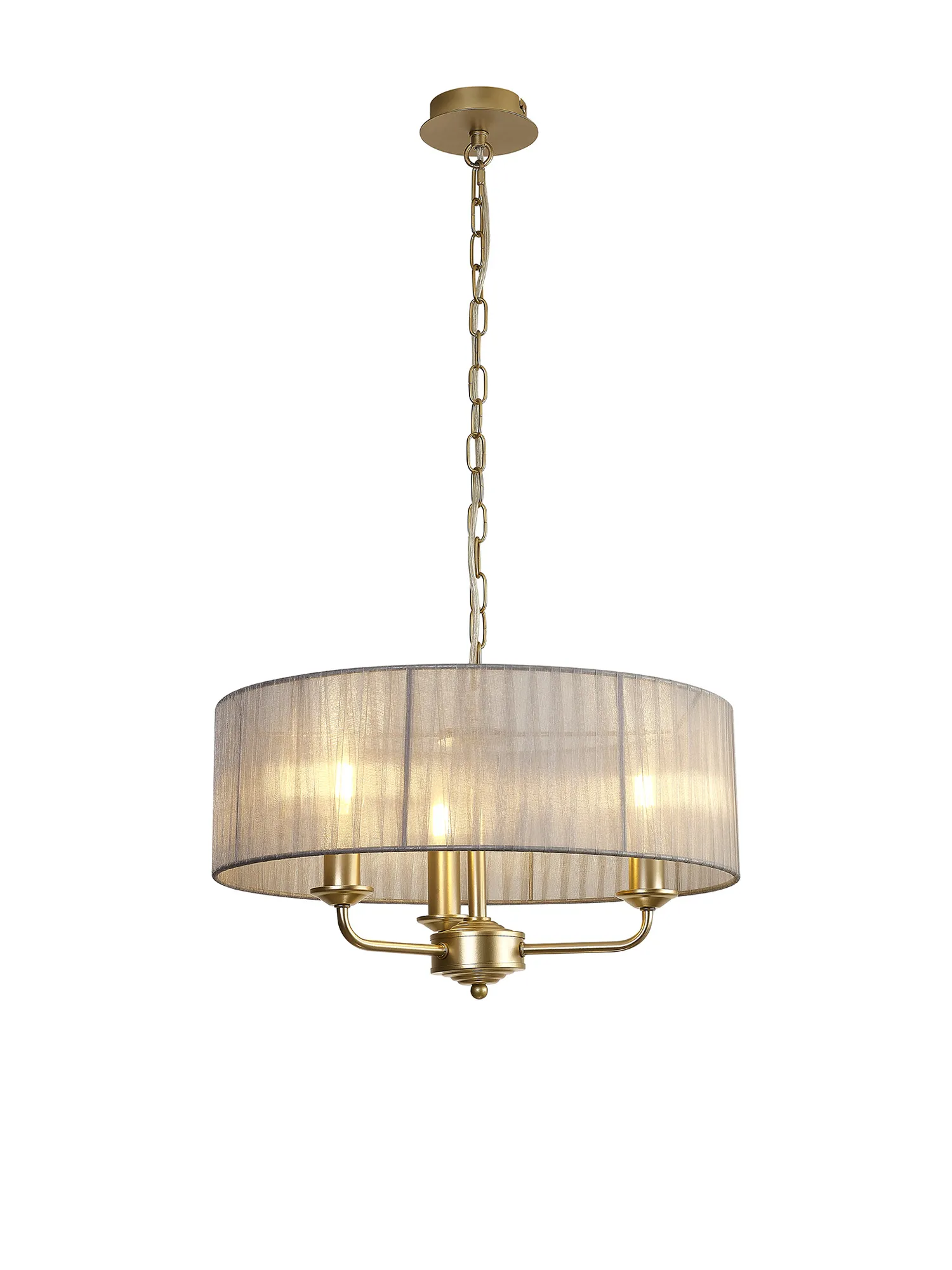 Banyan 45cm 3 Light Pendant Champagne Gold; Grey